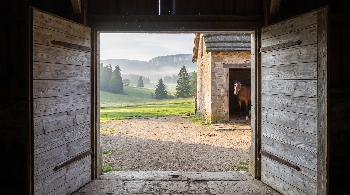 Entrée, Au Crin des Vents, centre équestre à Cruseilles